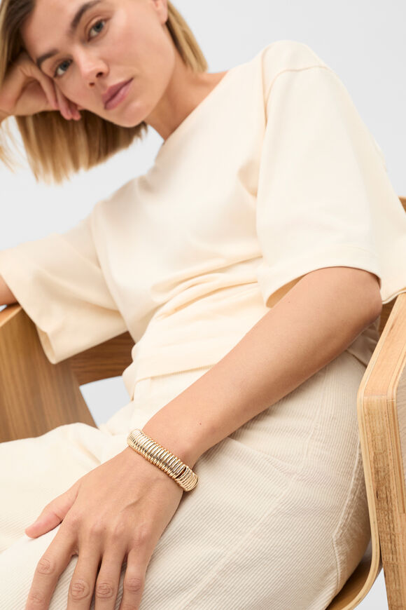 Metal Stretch Bead Bracelet  Gold  hi-res