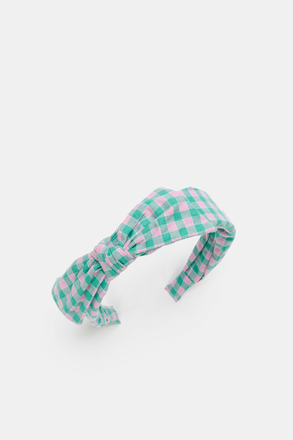 Gingham Bow Headband  Mint