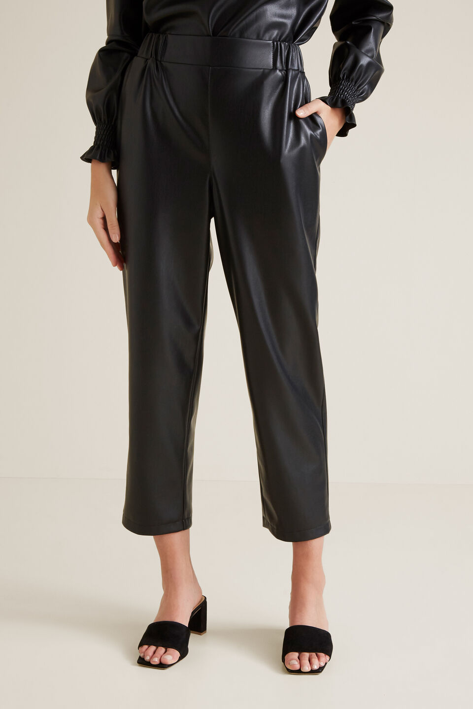 High Waist PU Pants  