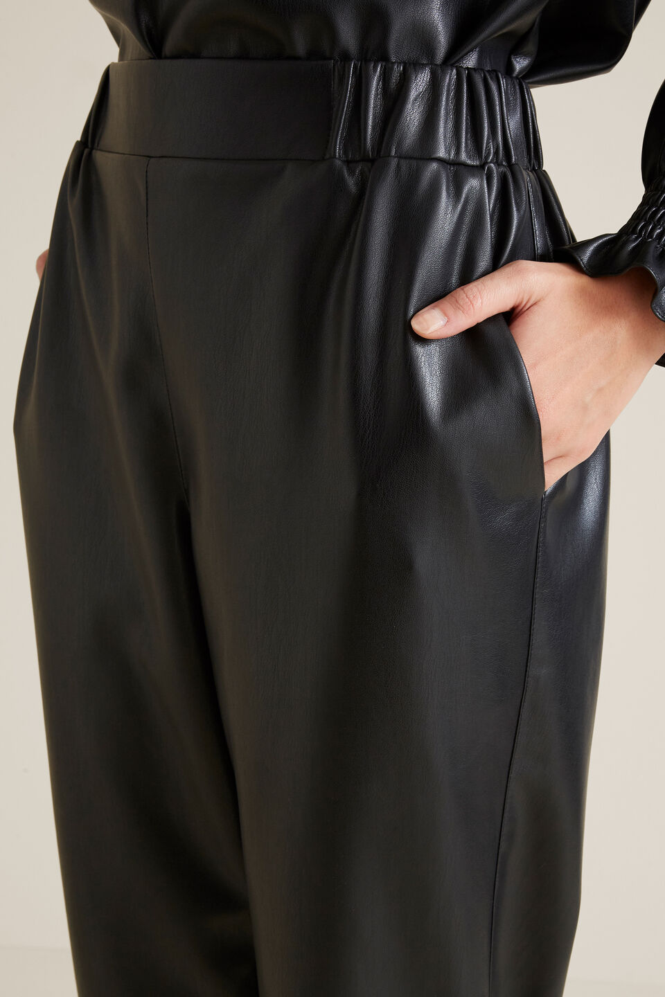 High Waist PU Pants  