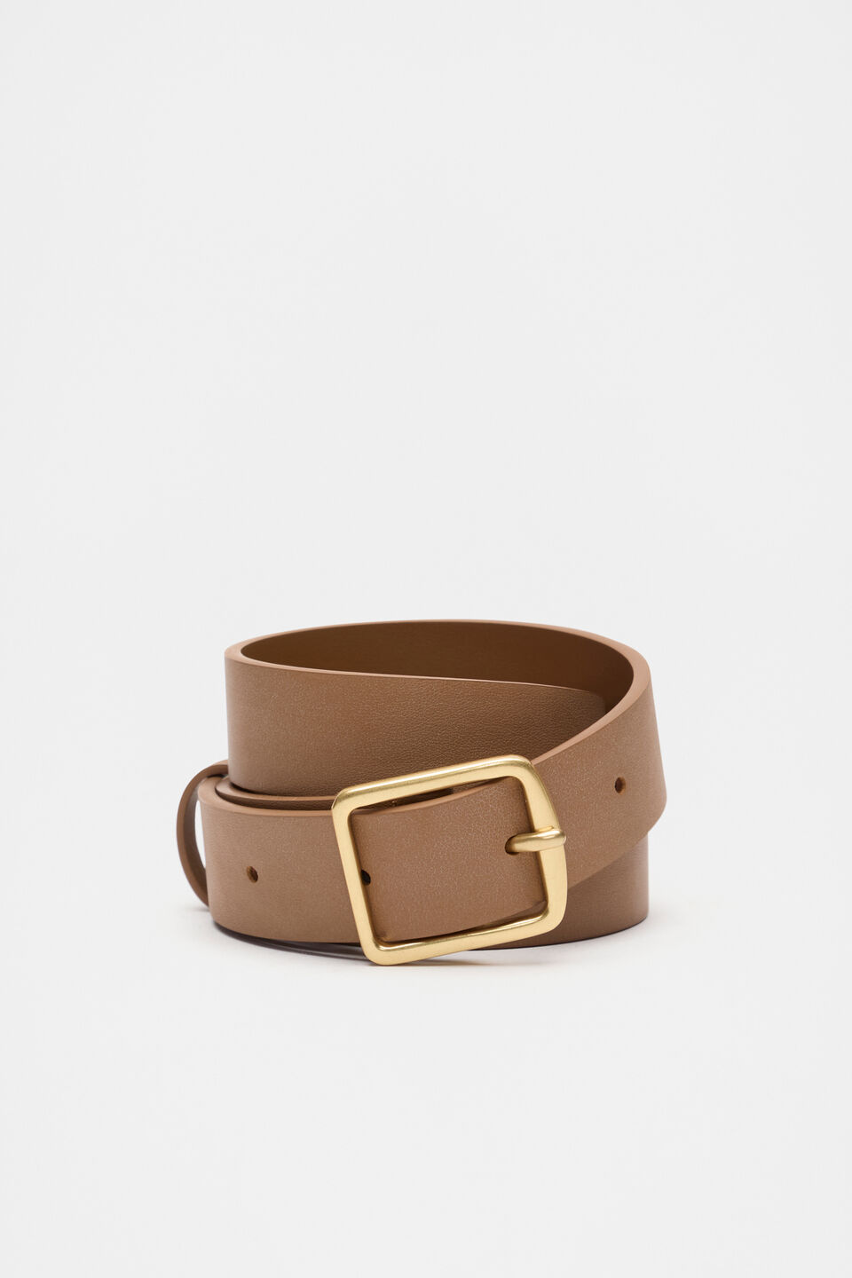 Abby Classic Leather Belt  Tan Gold