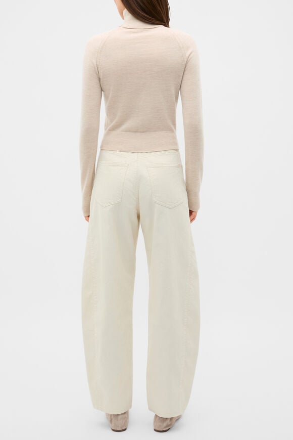 Merino Roll Neck Raglan Knit  Cashew Cream Marle  hi-res