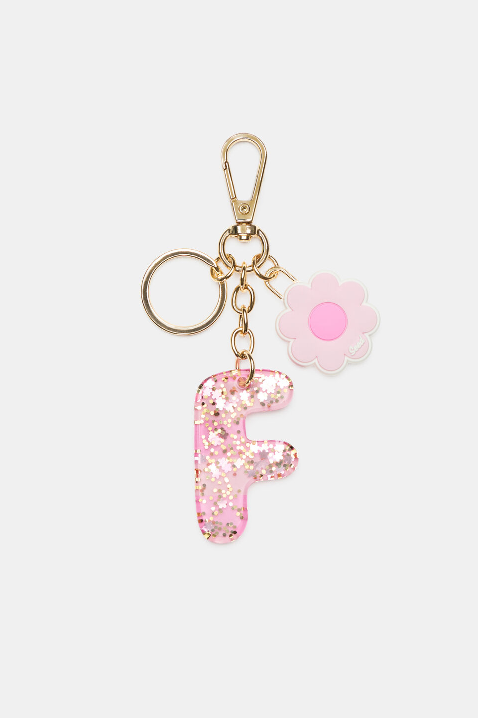 Pink Stripe Initial Keyring  F