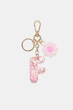 Pink Stripe Initial Keyring  F  hi-res
