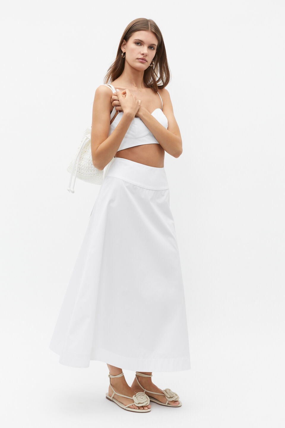 Basque Waist Circle Skirt  Whisper White