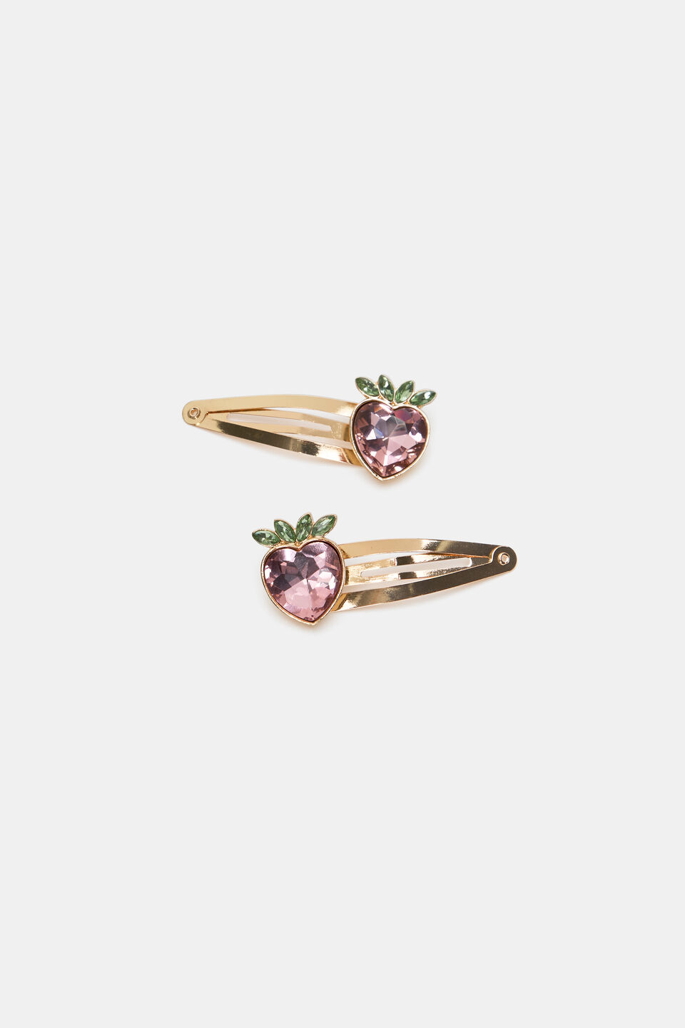 Strawberry Heart Jewel Snaps  Candy Pink