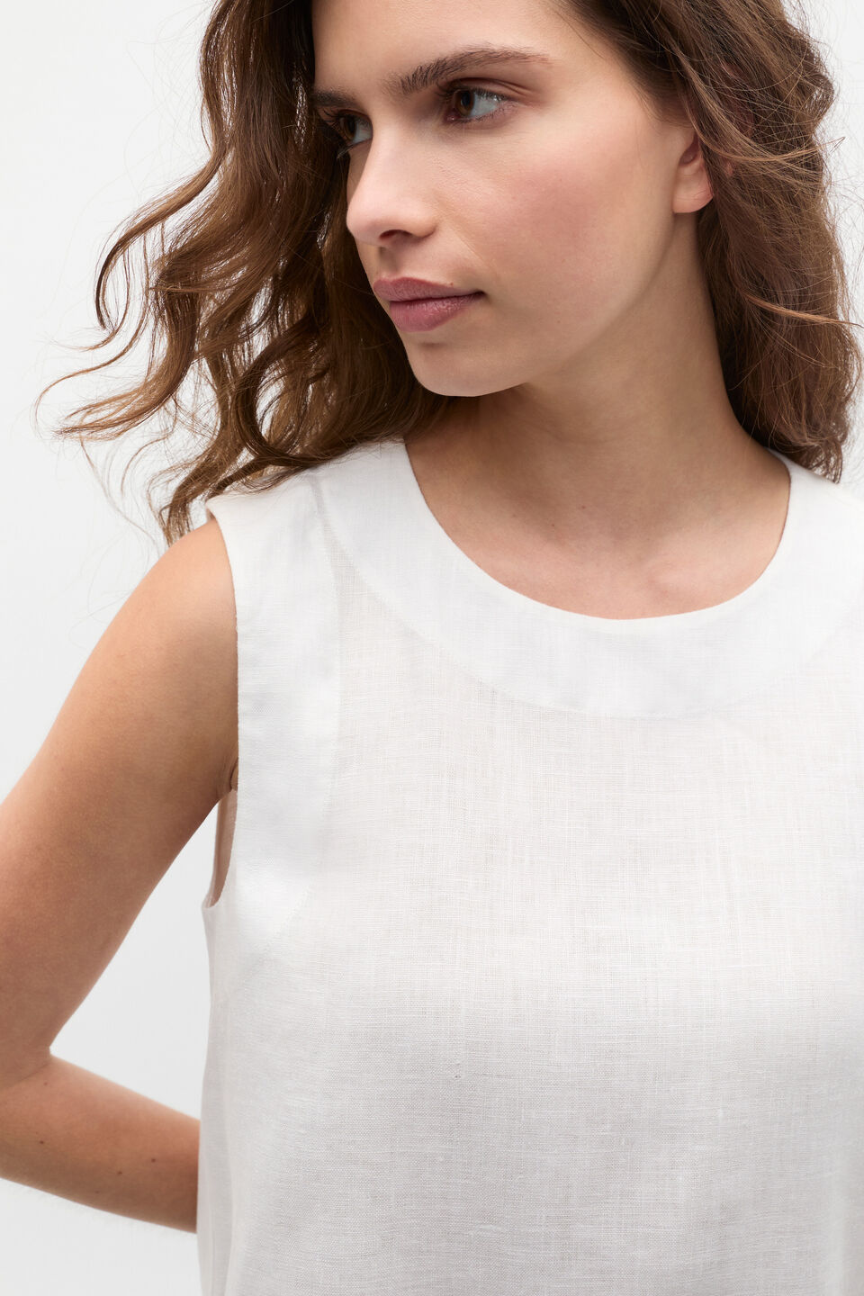 Linen A Line Mini Dress  Whisper White