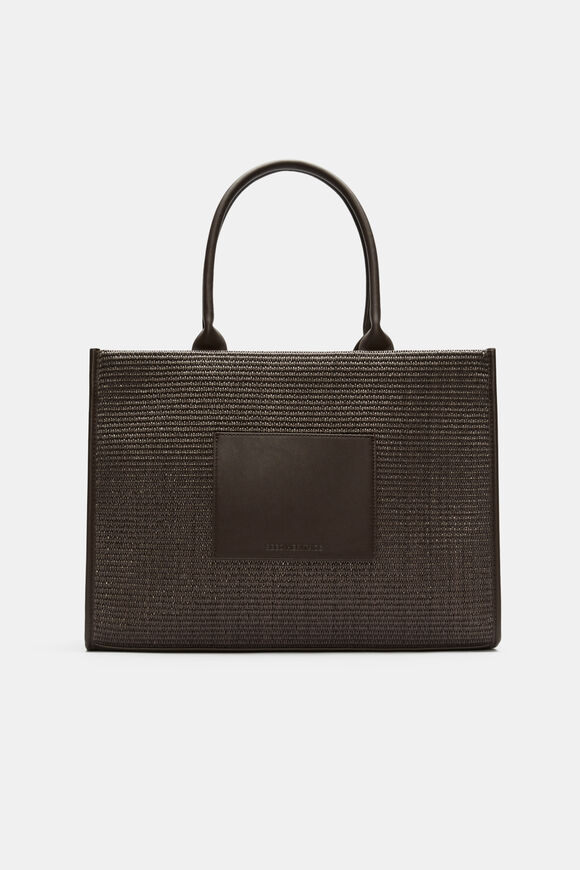 Structured Woven Tote  Dark Espresso  hi-res