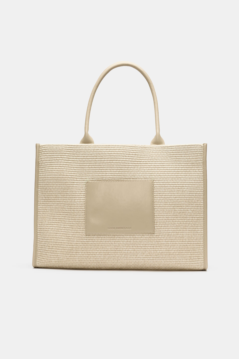 Structured Woven Tote  Warm Sand