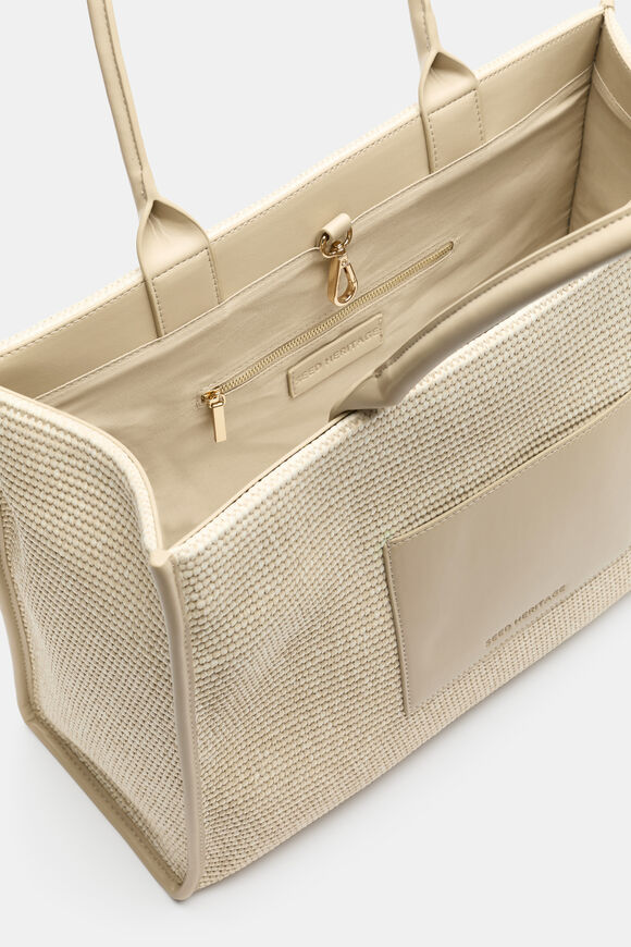 Structured Woven Tote  Warm Sand  hi-res