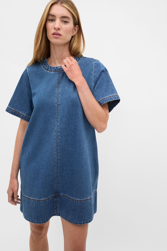 Denim Swing Mini Dress  Heritage Wash  hi-res