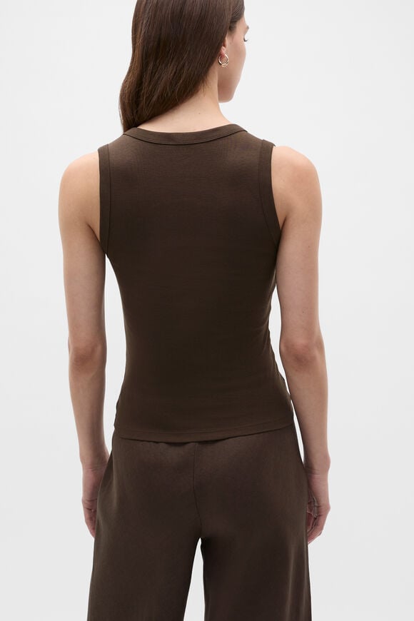 Australian Cotton V Neck Tank  Dark Espresso  hi-res