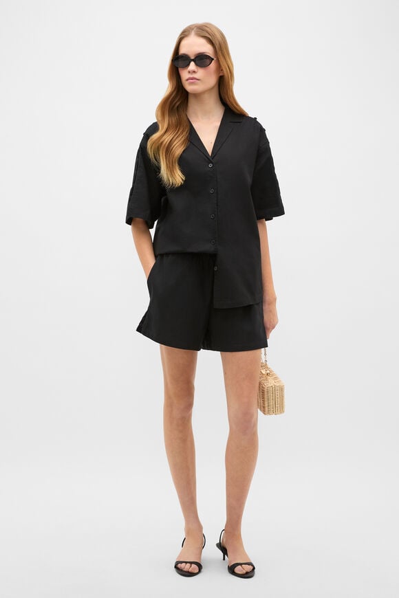 Knot Detail Boxy Shirt  Black  hi-res