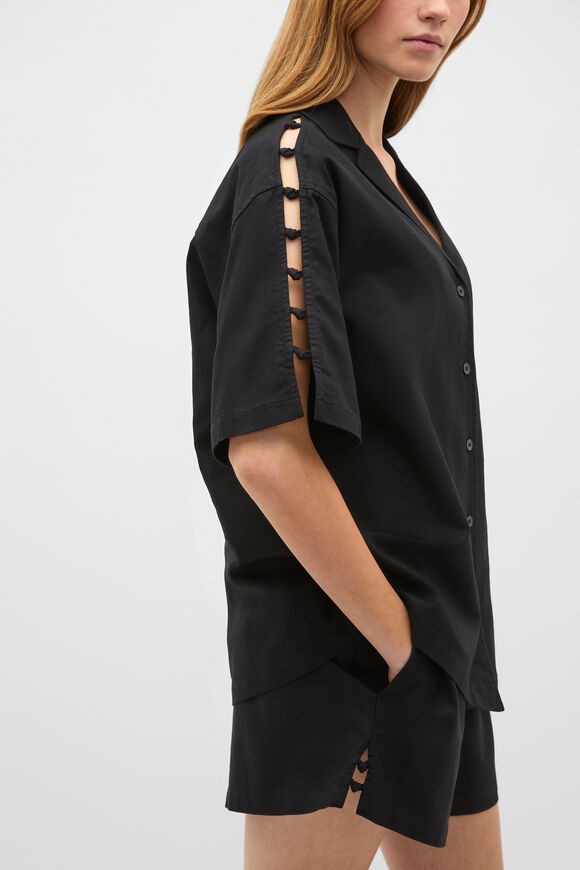 Knot Detail Boxy Shirt  Black  hi-res