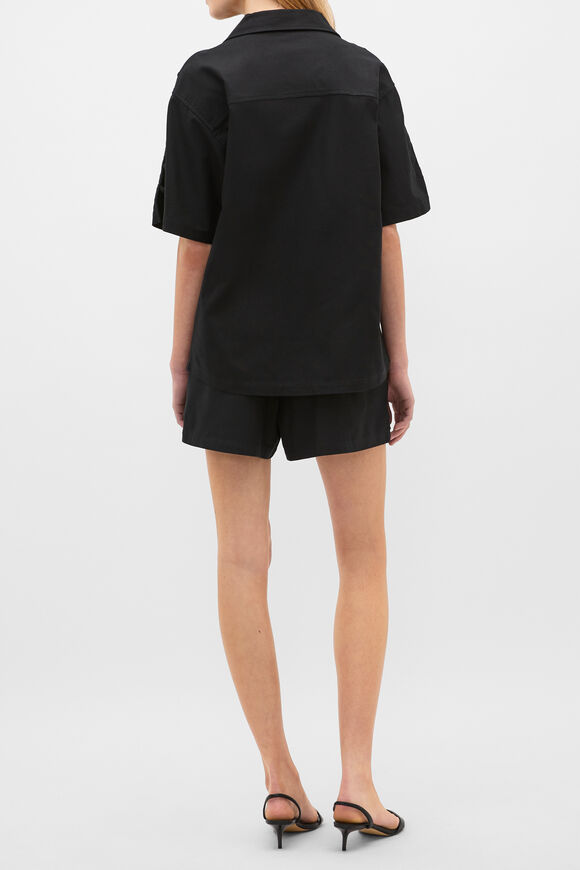 Knot Detail Boxy Shirt  Black  hi-res