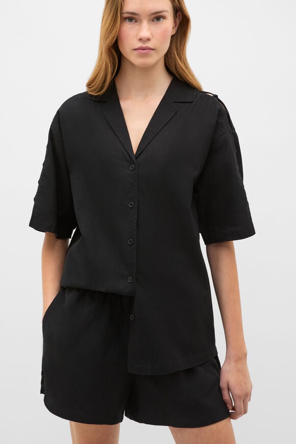 Knot Detail Boxy Shirt  Black  hi-res