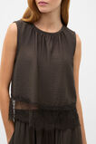 Crinkle Lace Trim Crop Tank  Dark Espresso  hi-res