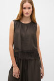 Crinkle Lace Trim Crop Tank  Dark Espresso  hi-res