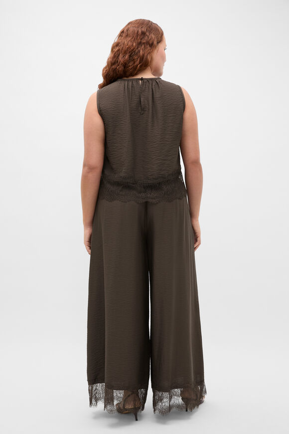Crinkle Lace Trim Crop Tank  Dark Espresso  hi-res