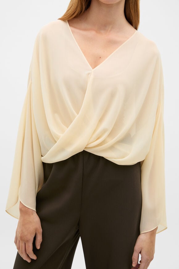 Wrap Front Blouse  Coconut Cream  hi-res
