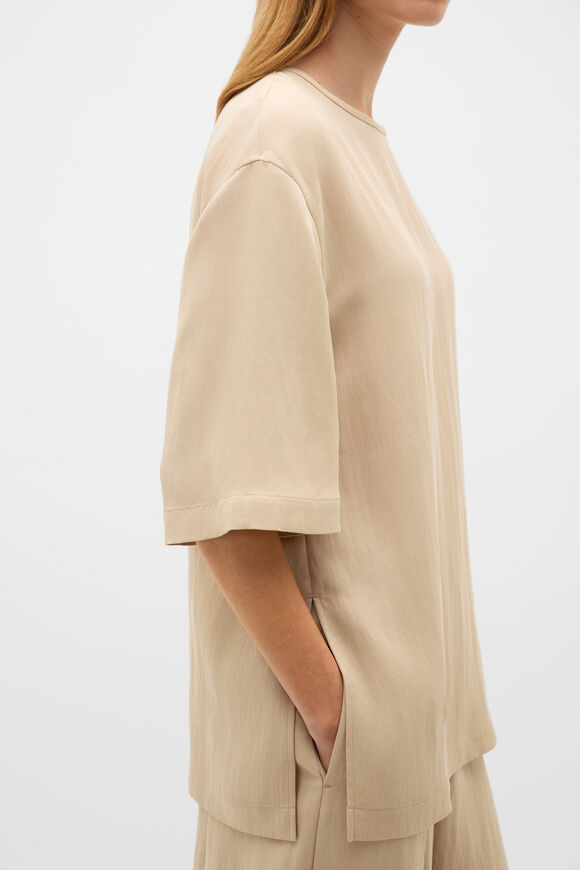 Textured Twill Longline Top  Warm Sand  hi-res