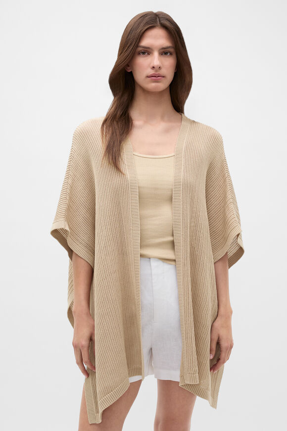 Open Weave Poncho  Warm Sand  hi-res