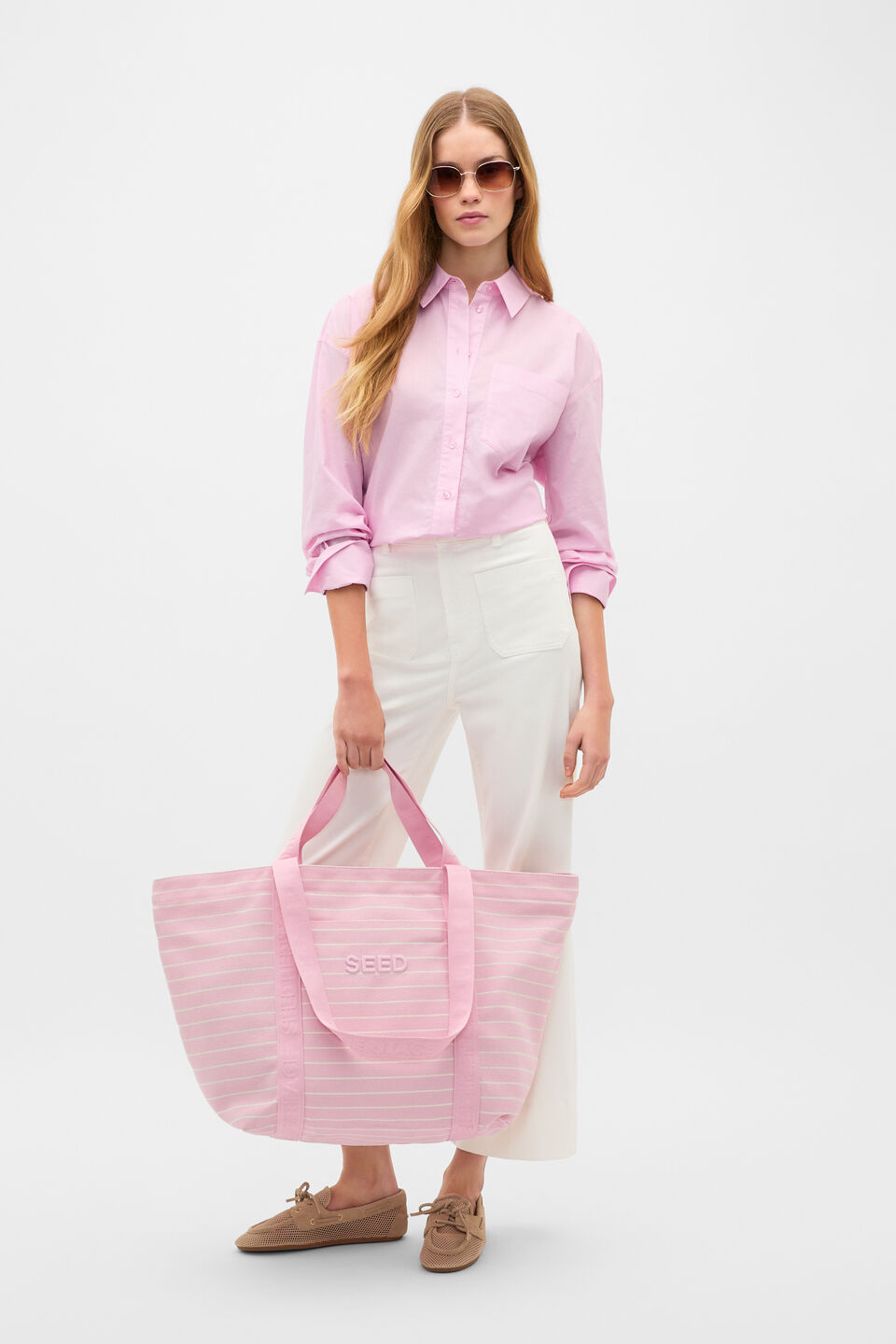 Seed Overnight Bag  Petal Pink Stripe