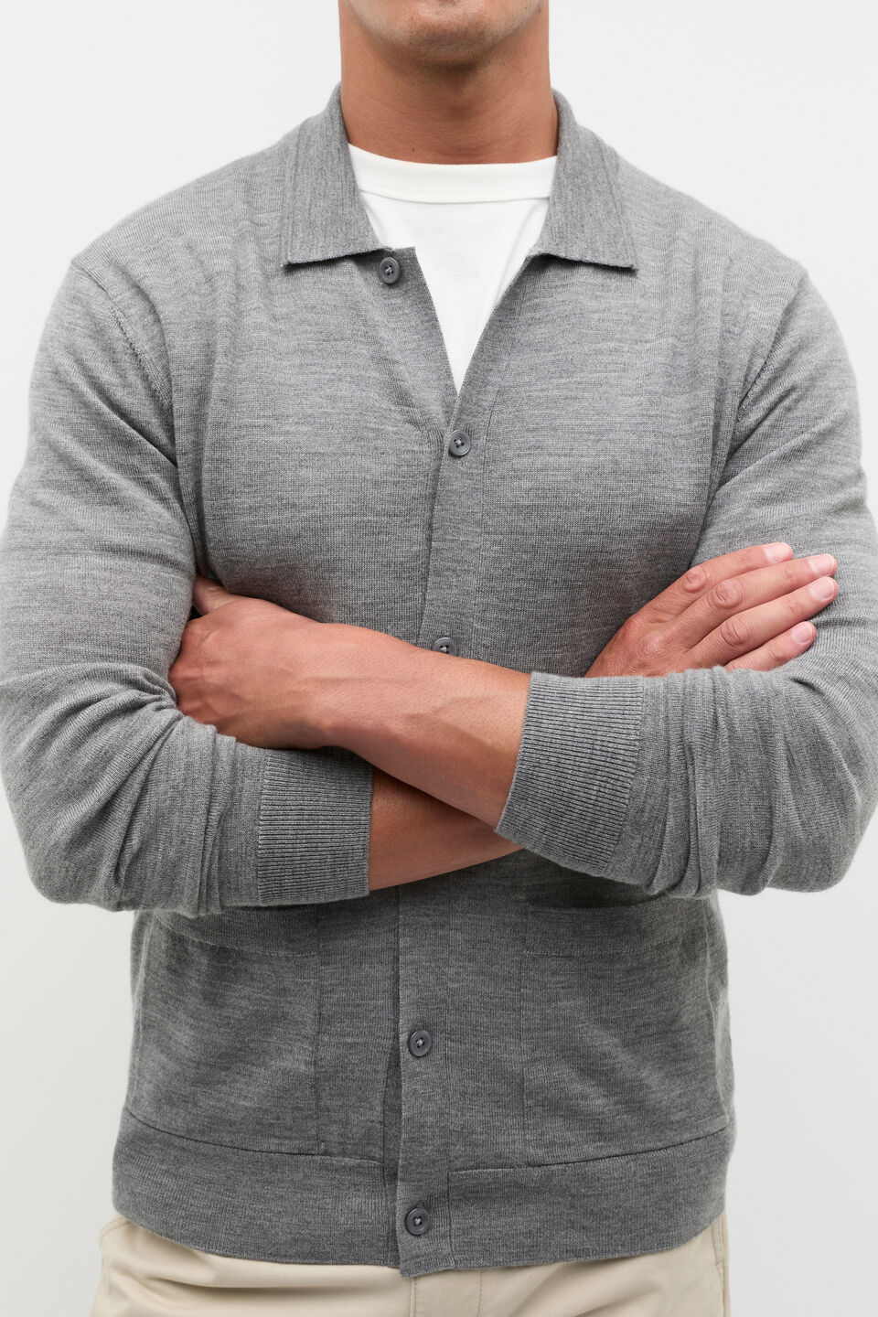 Merino Wool Cardigan  Vintage Grey Marle