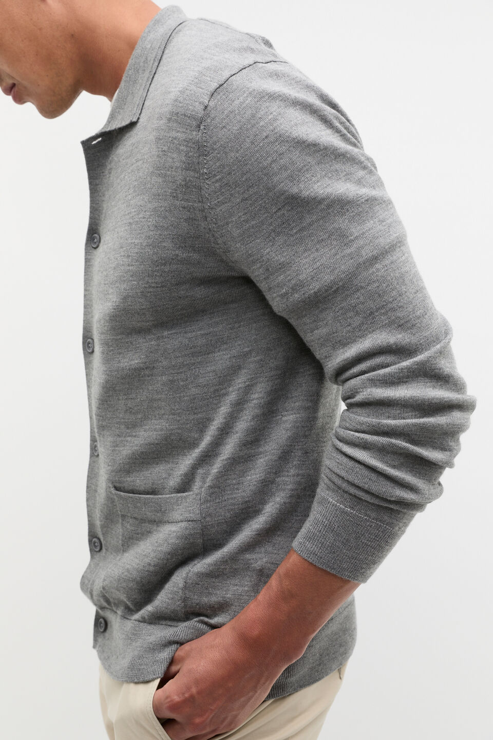 Merino Wool Cardigan  Vintage Grey Marle