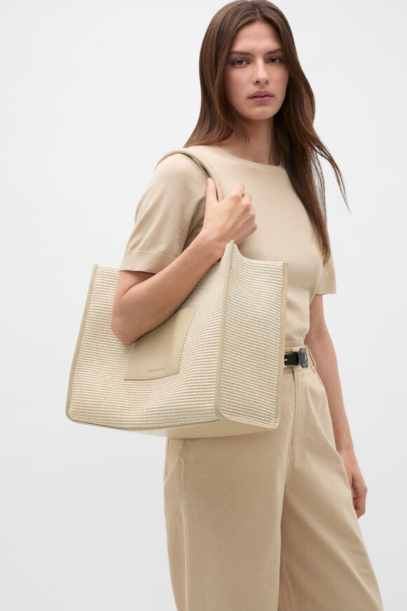 Structured Woven Tote  Warm Sand  hi-res