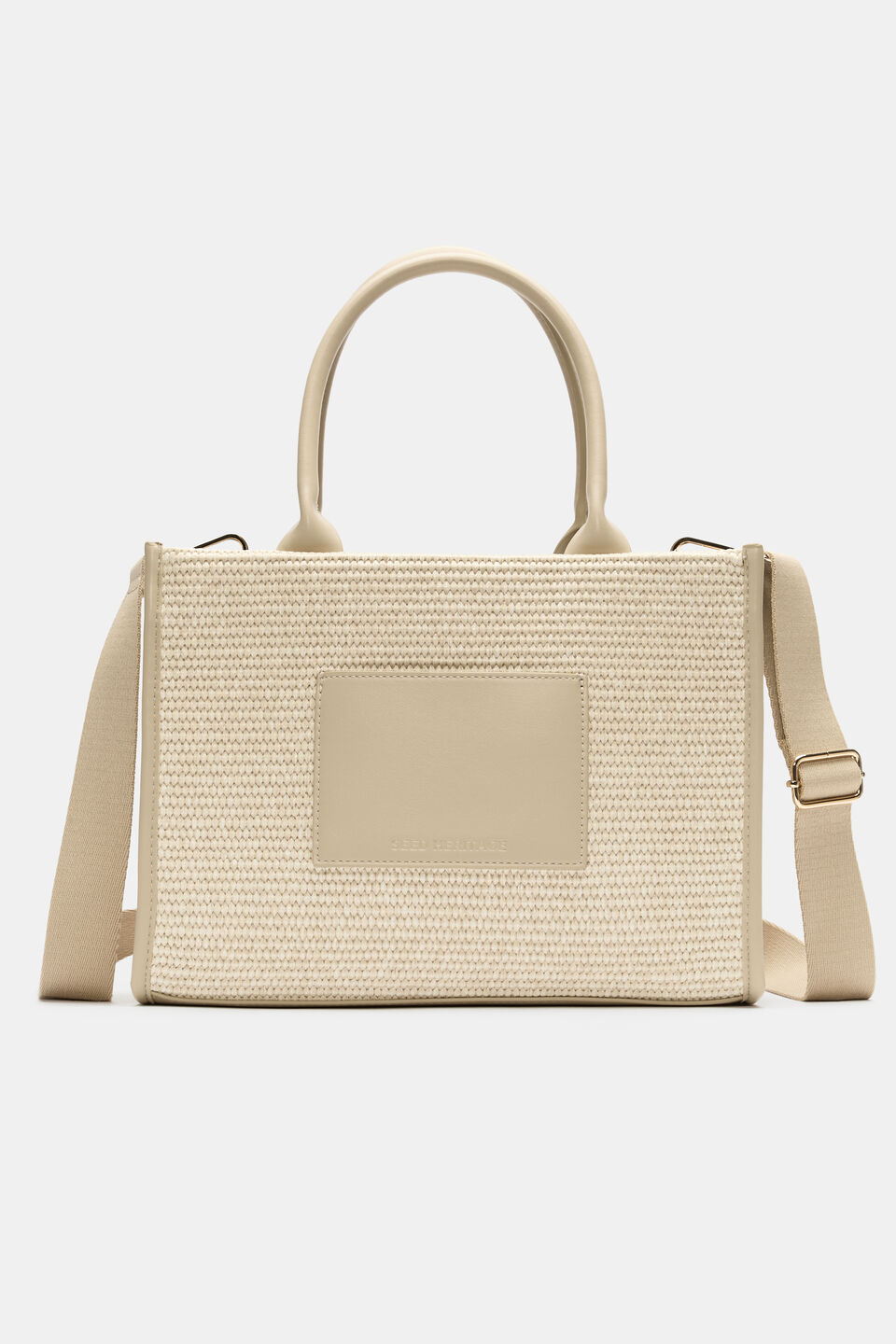 Structured Woven Mini Tote  Warm Sand