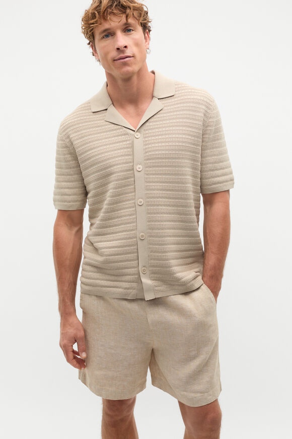Patterned Knit Shirt  Almond  hi-res