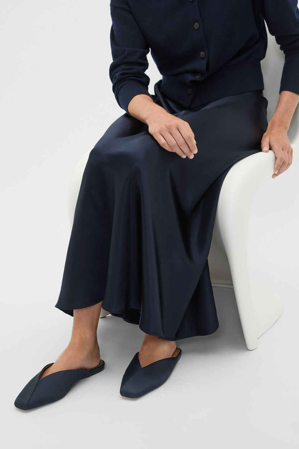 Carson Satin Mule  Twilight Blue
