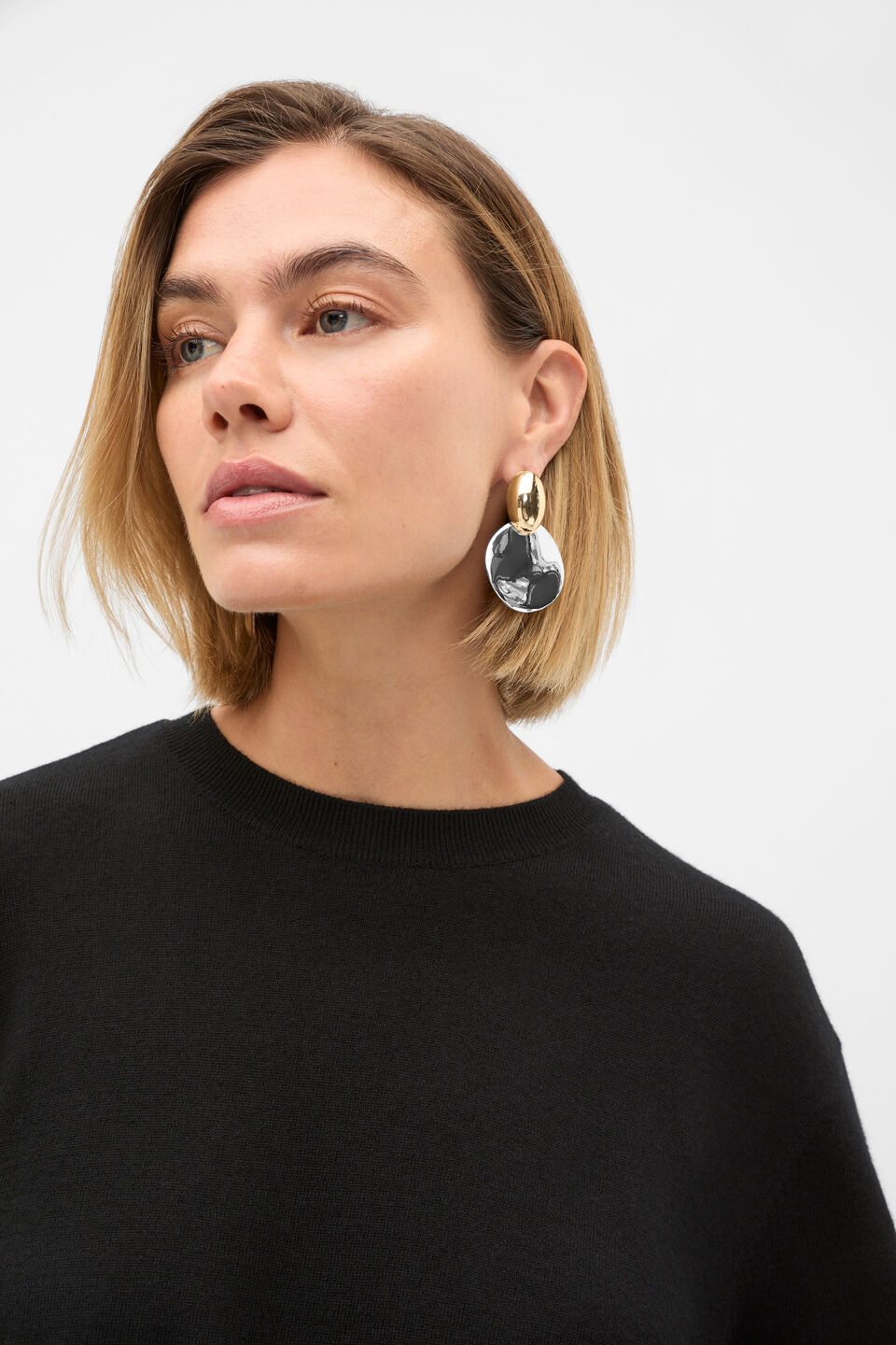Statement Mixed Metals Earring  Gold Silver