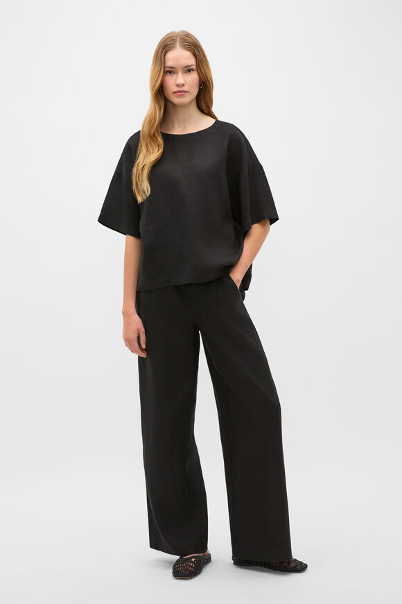 Core Linen Relaxed Tee  Black  hi-res