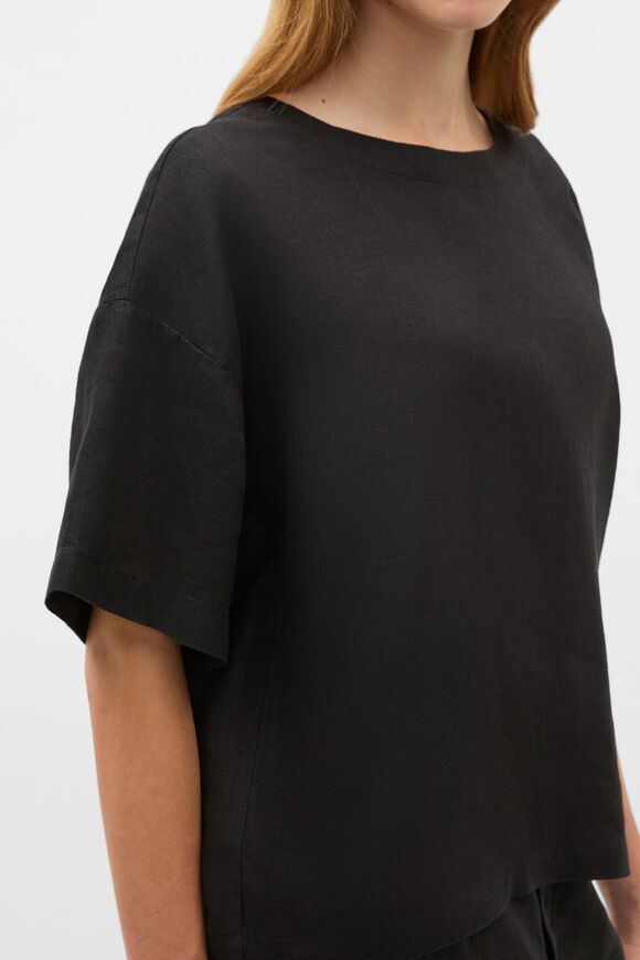 Core Linen Relaxed Tee  Black  hi-res