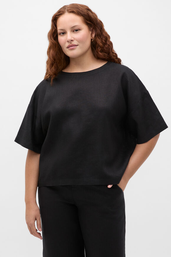 Core Linen Relaxed Tee  Black  hi-res