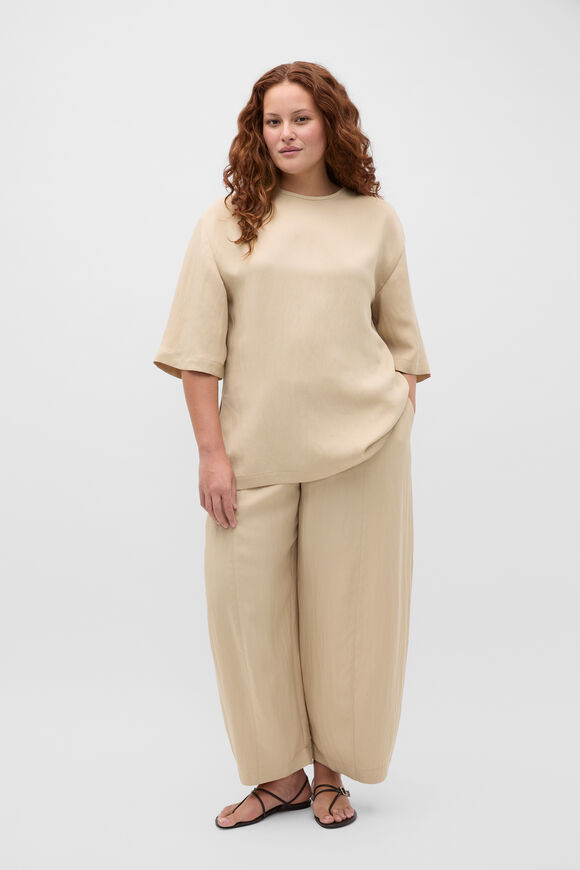 Textured Twill Longline Top  Warm Sand  hi-res