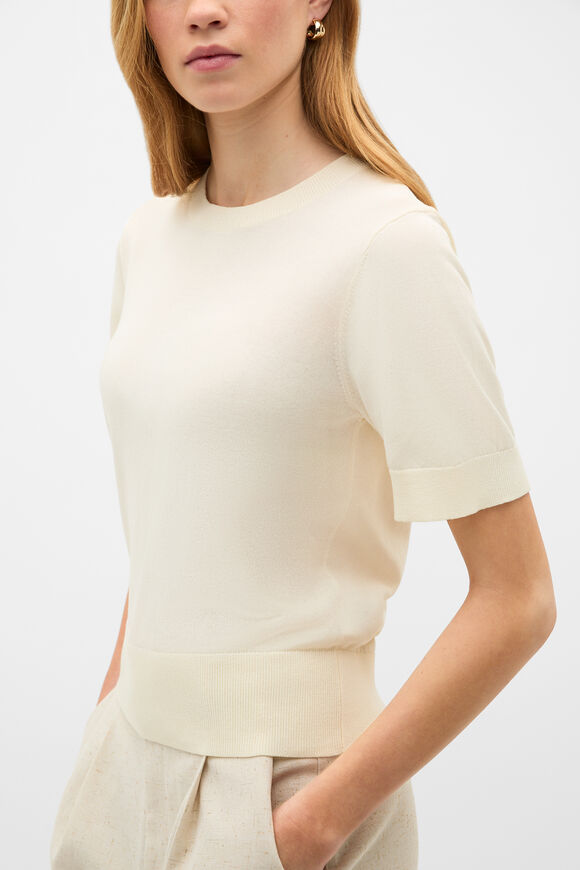 Sheer Knit Tee  Coconut Cream  hi-res