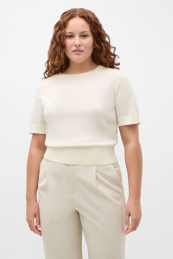 Sheer Knit Tee  Coconut Cream  hi-res