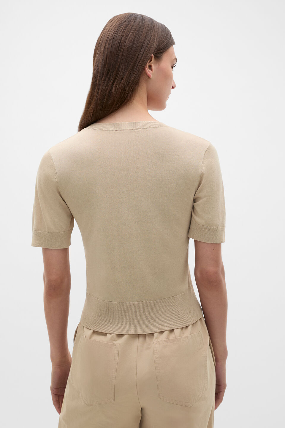 Sheer Knit Tee  Warm Sand
