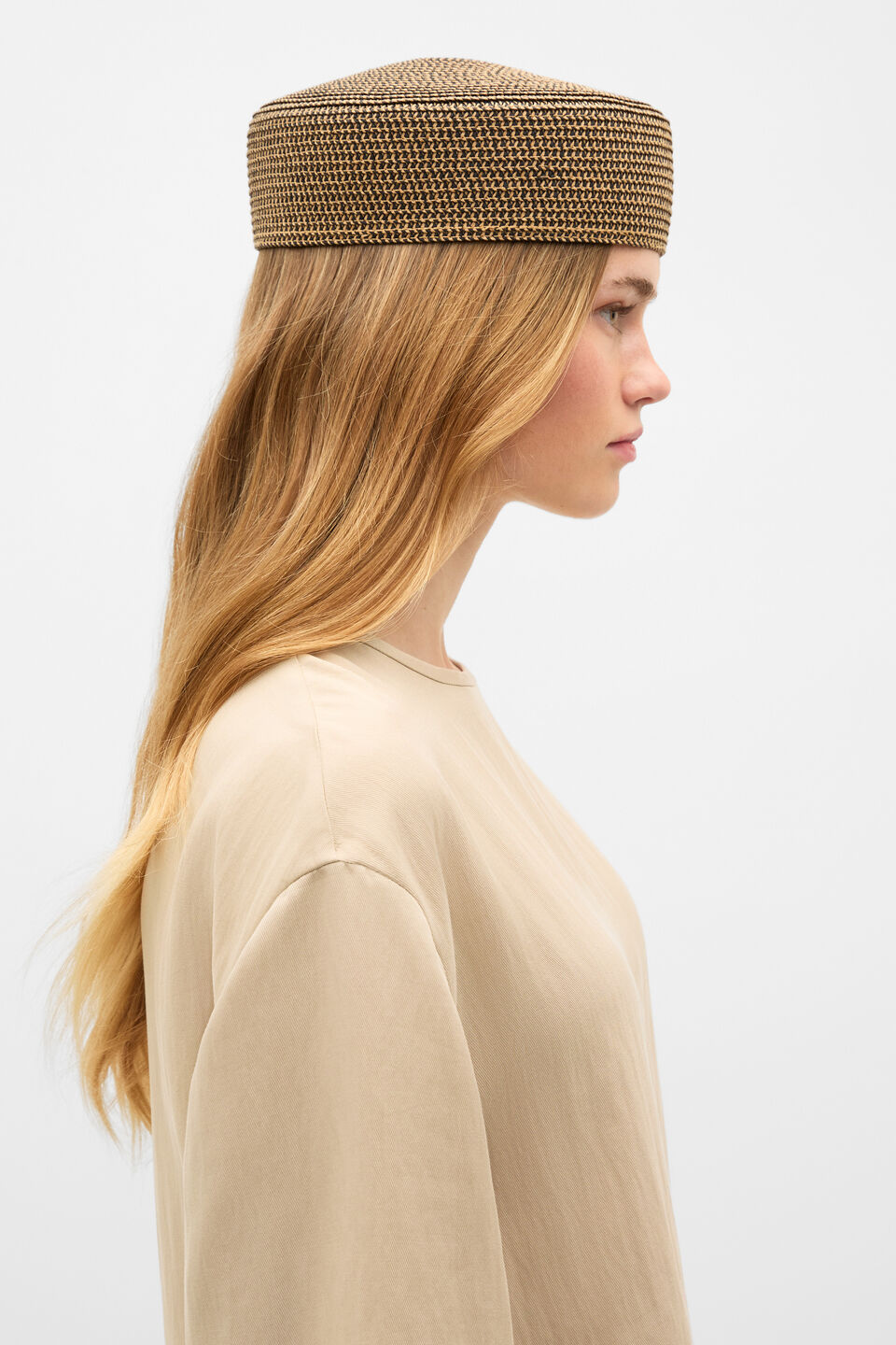 Pillbox Hat  Natural Multi