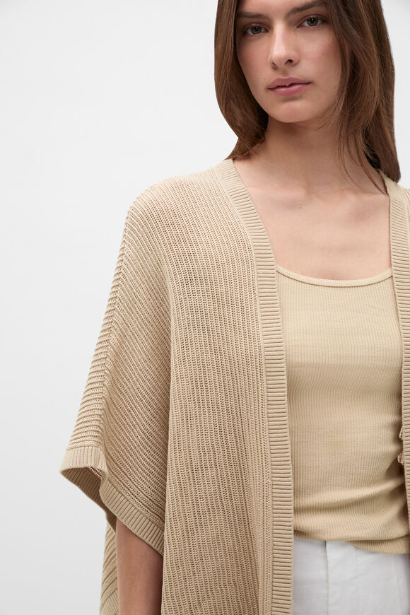 Open Weave Poncho  Warm Sand  hi-res