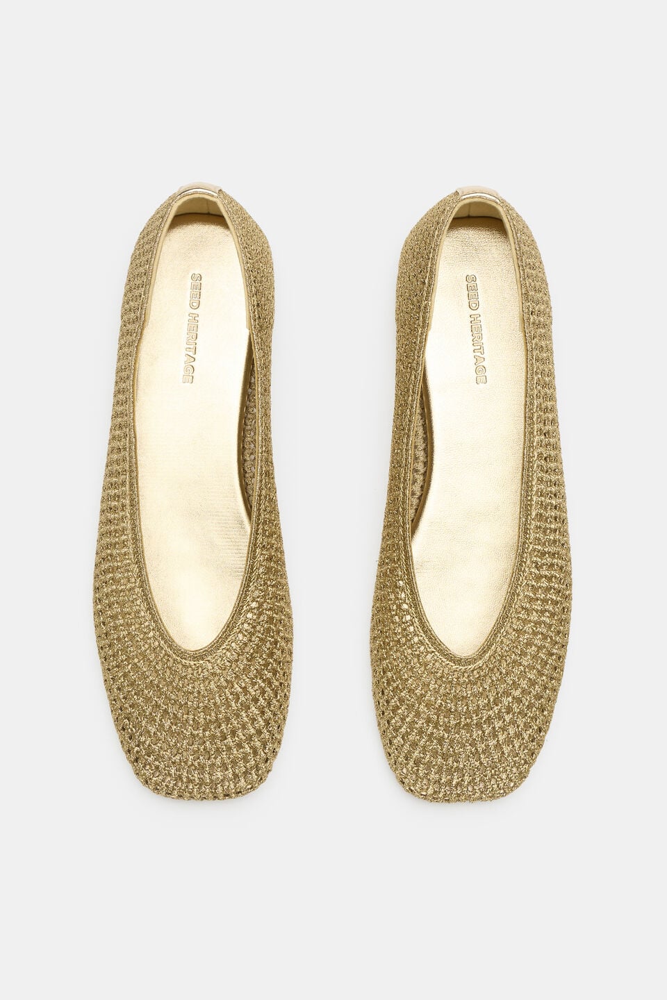 Zimi Crochet Ballet Flat  Pale Gold