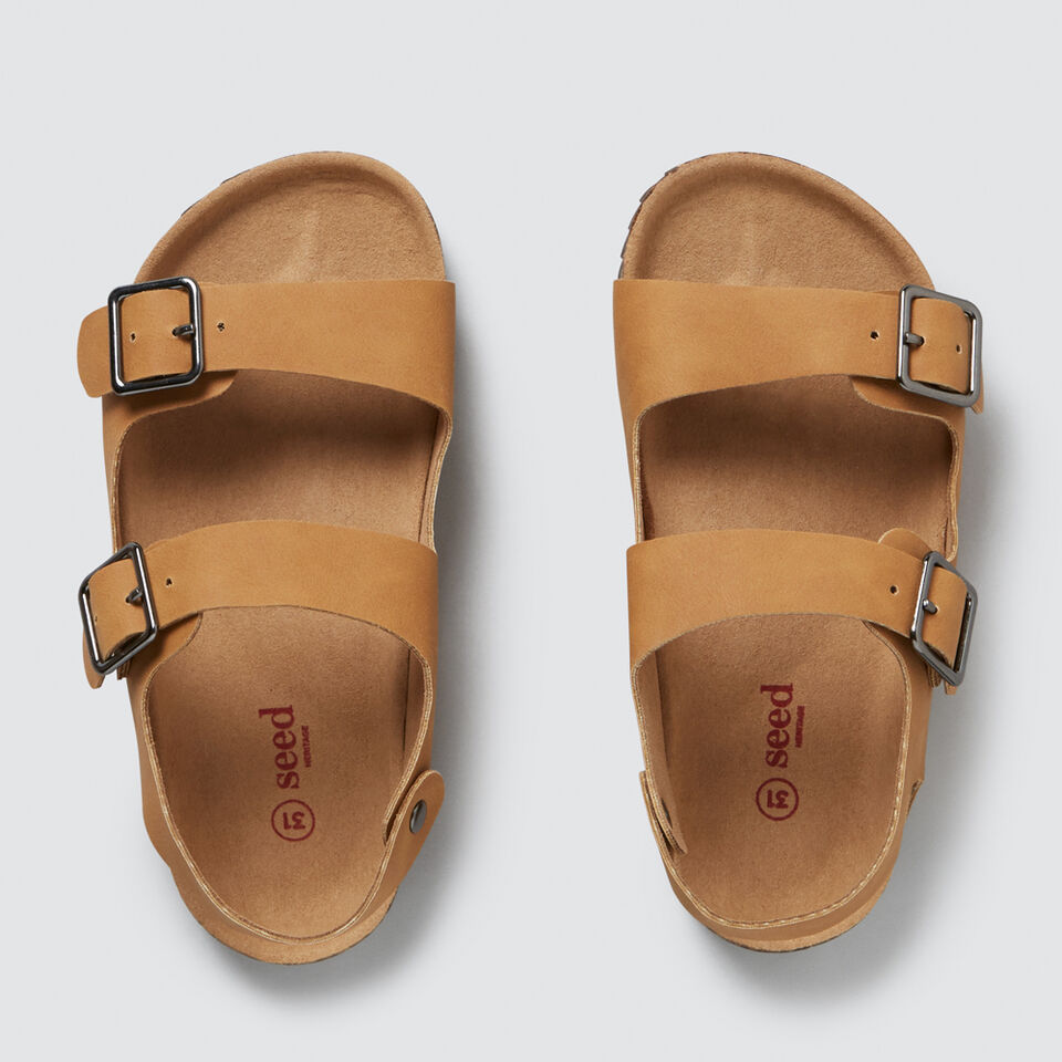 Tan Double Buckle Slide  