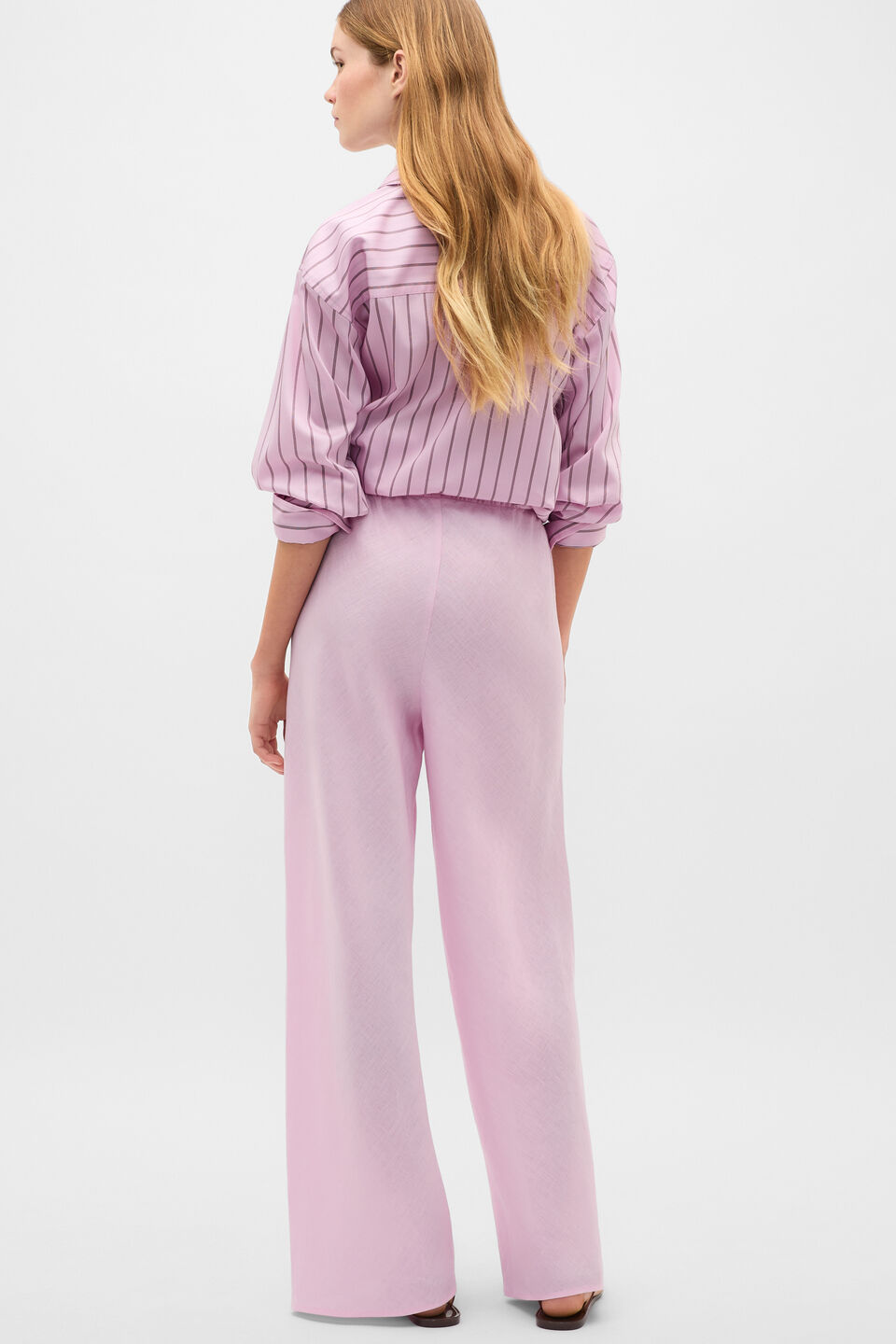 Core Linen Easy Wide Leg Pant  Petal Pink