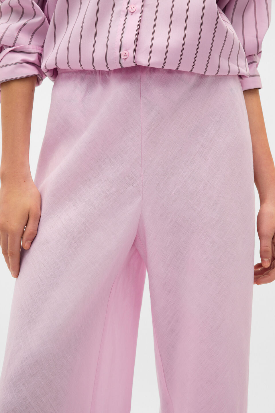 Core Linen Easy Wide Leg Pant  Petal Pink