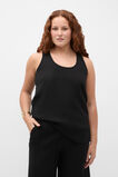 Satin Back Longline Tank  Black  hi-res