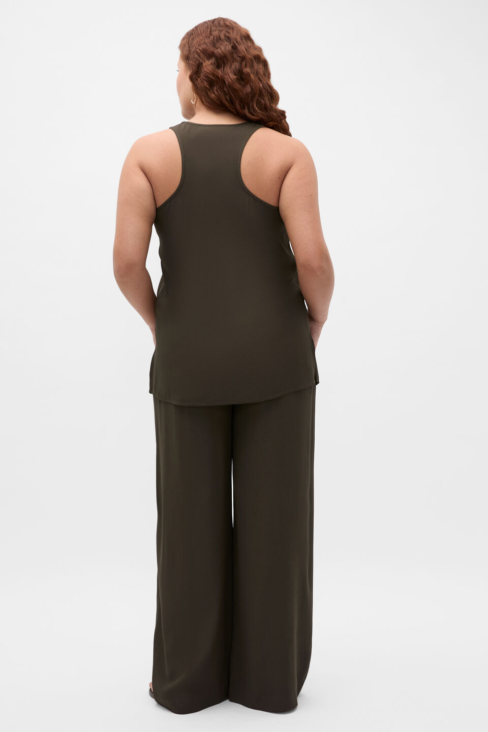 Satin Back Longline Tank  Dark Espresso