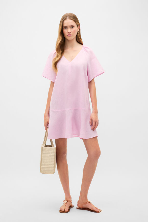 Core Linen Flutter Mini Dress  Petal Pink  hi-res